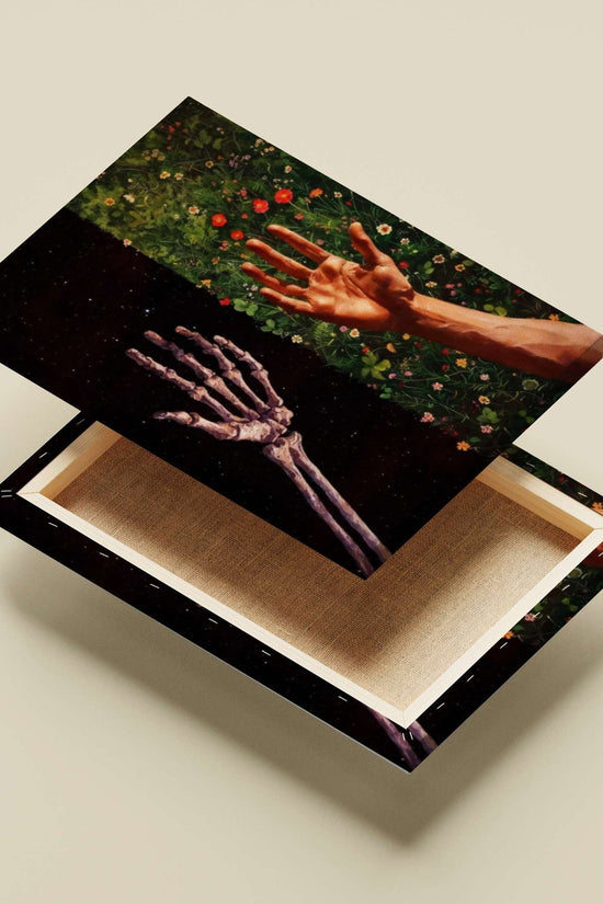 Skeletal hand and human hand [Skele & Flesh - Mortal Contrast Poster]