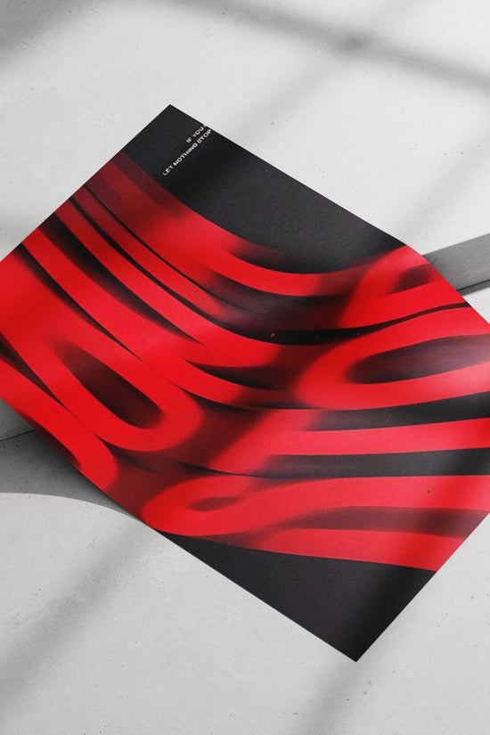 The Matrix Dynamic Red Abstract Flowing Lines Motivational Poster – Modern Digital Art
