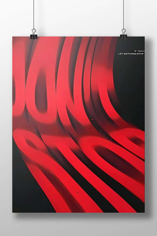 The Matrix Dynamic Red Abstract Flowing Lines Motivational Poster – Modern Digital Art