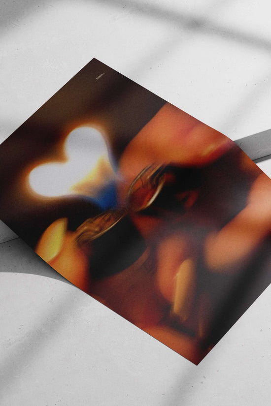 Two lighters with flames forming a heart shape Main Subject: Two lighters with flames forming a heart shape Matte poster