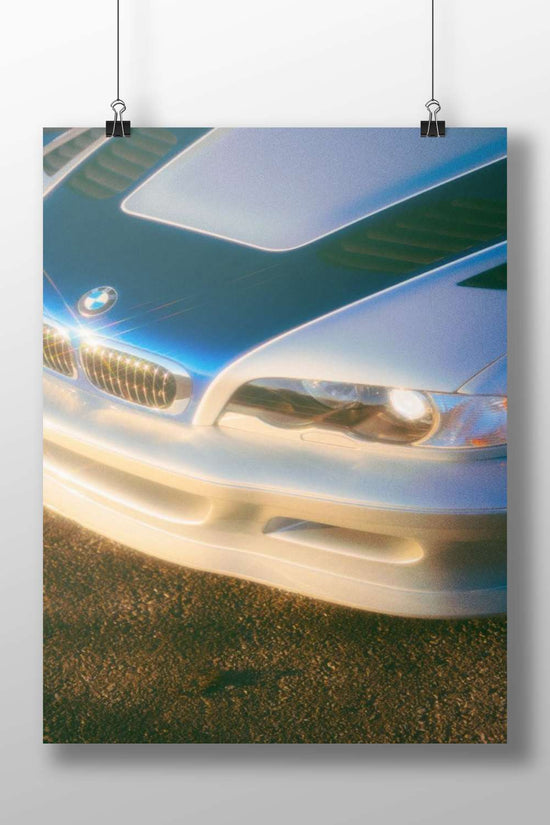 Bmw E46 M3 Photorealistic Luxury Car Decor – Sleek Silver & Blue Art Poster