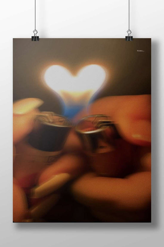 Two lighters with flames forming a heart shape Main Subject: Two lighters with flames forming a heart shape Matte BoizzBoard