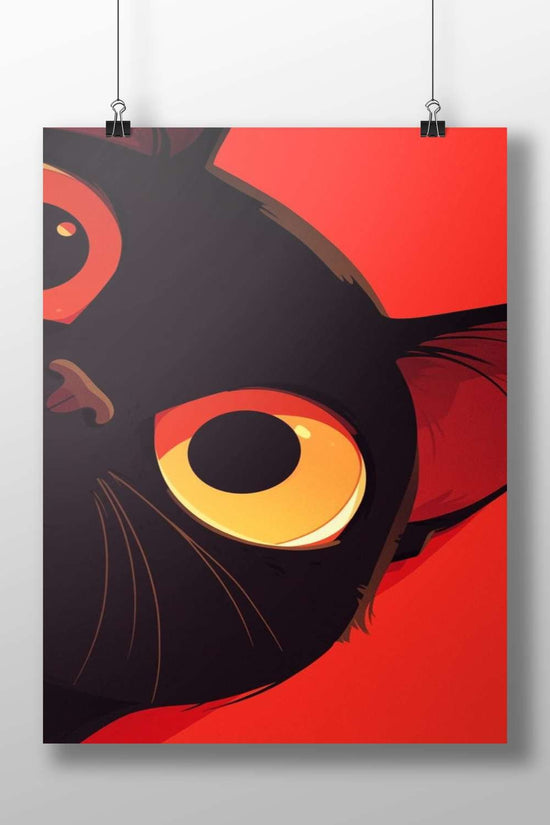 Black Cat Main Subject: Black Cat Matte BoizzBoard rigid print — Art wall art India | PosterBoizz