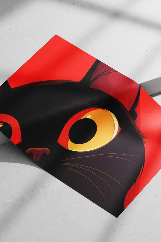 Black cat Main Subject: Black cat Matte poster print — Art wall art India | PosterBoizz