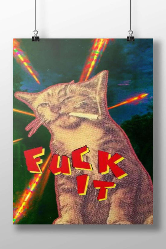 Fucking Cat Internet Meme Culture Modern Digital (Meme Era) Matte BoizzBoard rigid print — Quotes wall art India |
