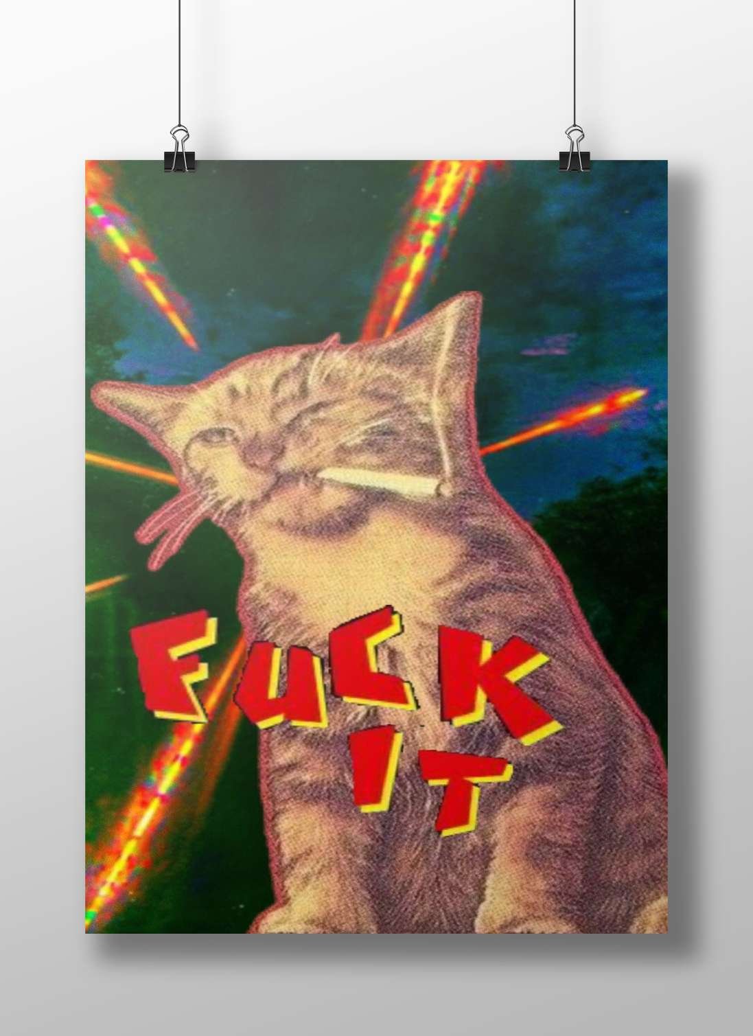 Fucking Cat Internet Meme Culture Modern Digital (Meme Era) Matte BoizzBoard rigid print — Quotes wall art India |