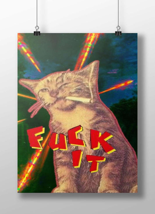 Fucking Cat Internet Meme Culture Modern Digital (Meme Era) Matte BoizzBoard rigid print — Quotes wall art India |
