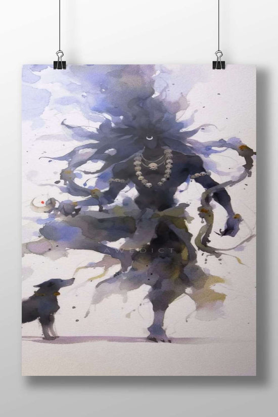 Lord Shiva (Hindu deity) with Nandi (bull) and a dog Main Subject: Lord Shiva (Hindu deity) with Nandi (bull) and a dog