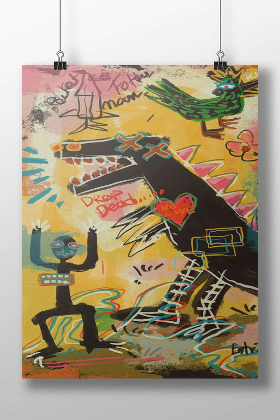 Stylized monster with 'X' marking and spiked back Monster X Marked Spiked Back Pop Art