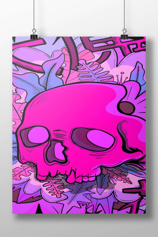 Stylized pink skull with comic book line art, resembling Candy Skull aesthetic Candy Skull Stylized
