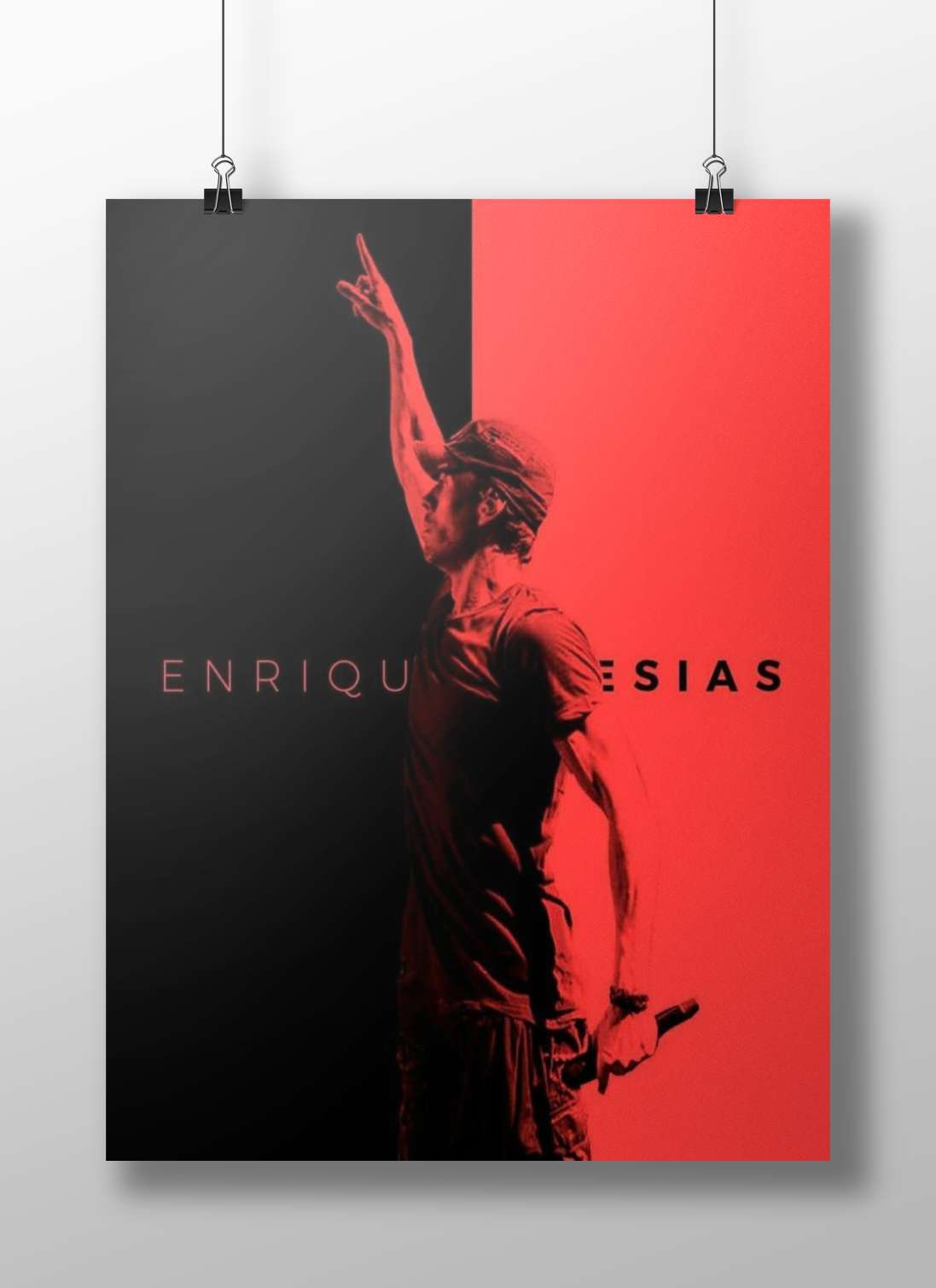 Enrique Iglesias High-Contrast Split-Color Motivational Poster – Pop Music Wall Art
