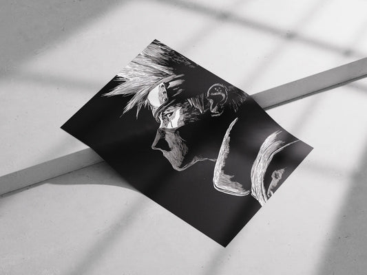Kakashi Hatake Anime Poster: The Hokage in Black & White