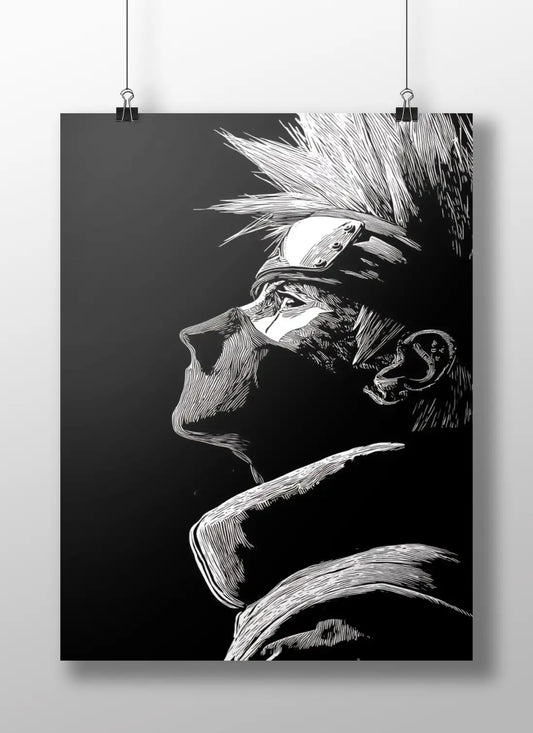 Kakashi Hatake Anime Poster: The Hokage in Black & White