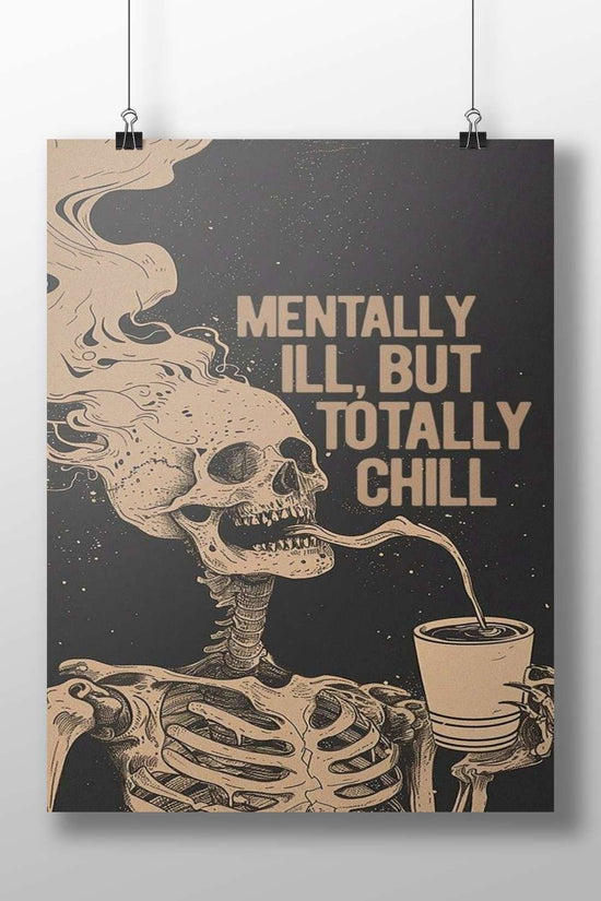 A skeleton holding a drink cup and smoking Main Subject: A skeleton holding a drink cup and smoking Matte BoizzBoard rigid