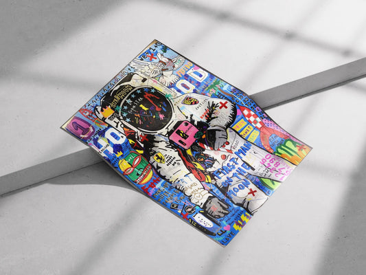 Abstract Astronaut Graffiti Poster: Space Art Print