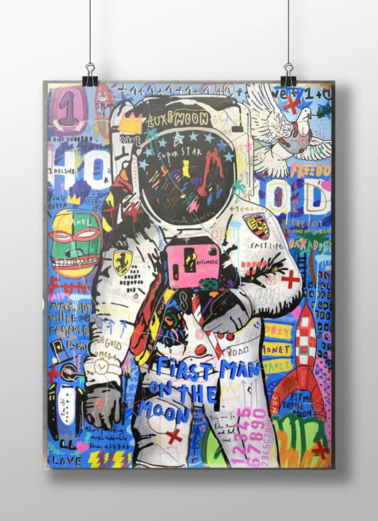 Abstract Astronaut Graffiti Poster: Space Art Print