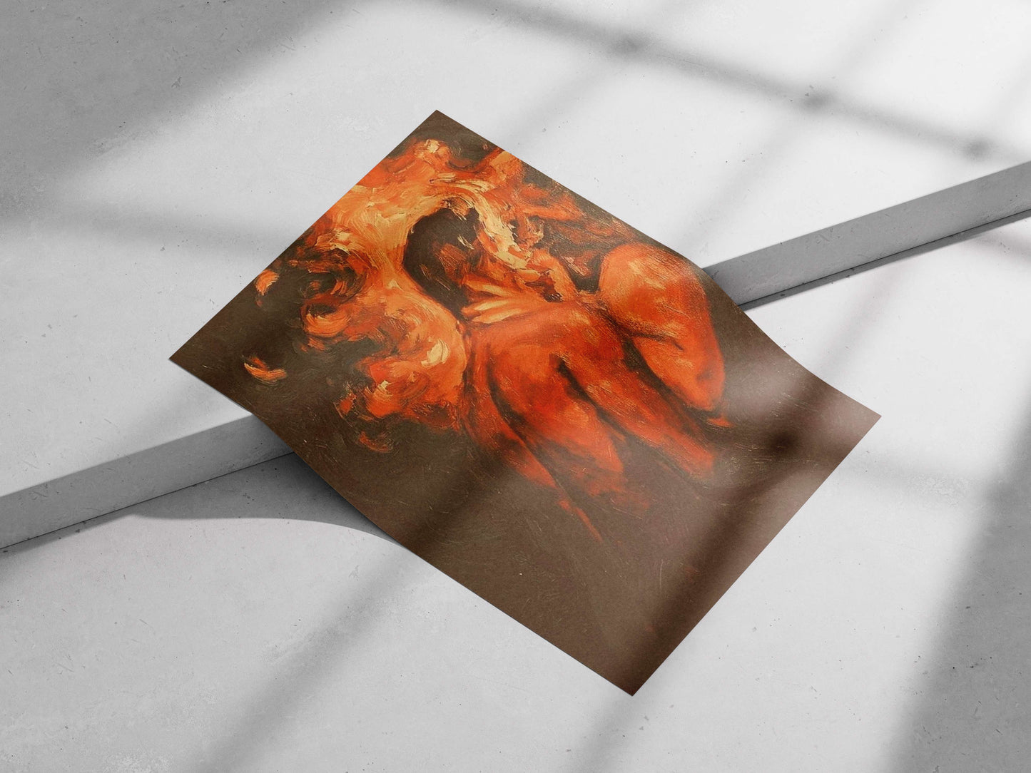 Woman in a flowing orange-red garment Priyanka Chopra Joyotee Expressionist Oil Painting Wall Art –