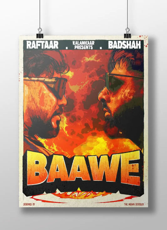 Badshah & Raftaar "Baawe" Poster | Indian Hip-Hop Art