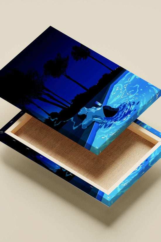 Anonymous Poolside Figure Night Pool Minimalist Poster – Contemporary Relaxation Wall Art