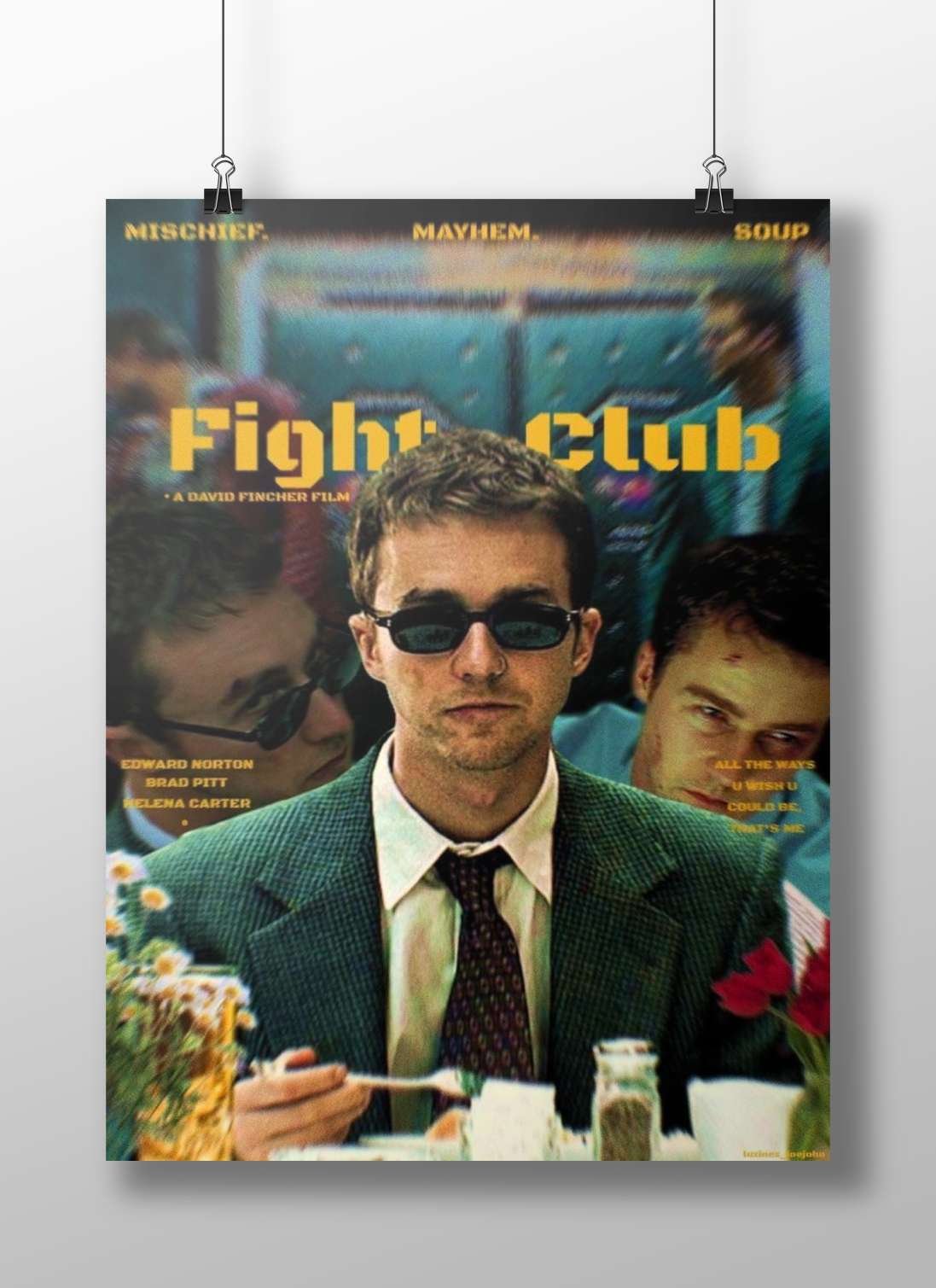 Fight Club (film by David Fincher) Main Subject: Fight Club (film by David Fincher) Matte BoizzBoard rigid print — Hollywood