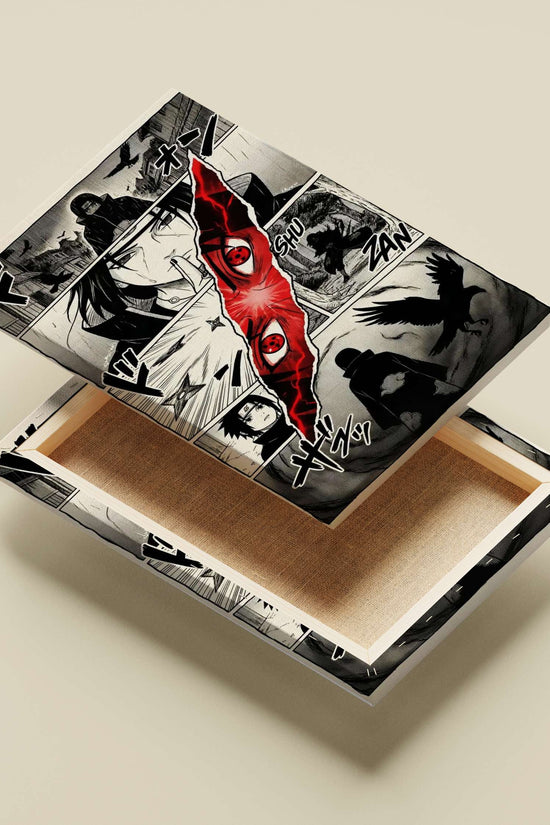 Itachi Uchiha, Sasuke Uchiha Naruto Shippuden Itachi Uchiha Sharingan Eye High-Contrast B&W Manga Poster –