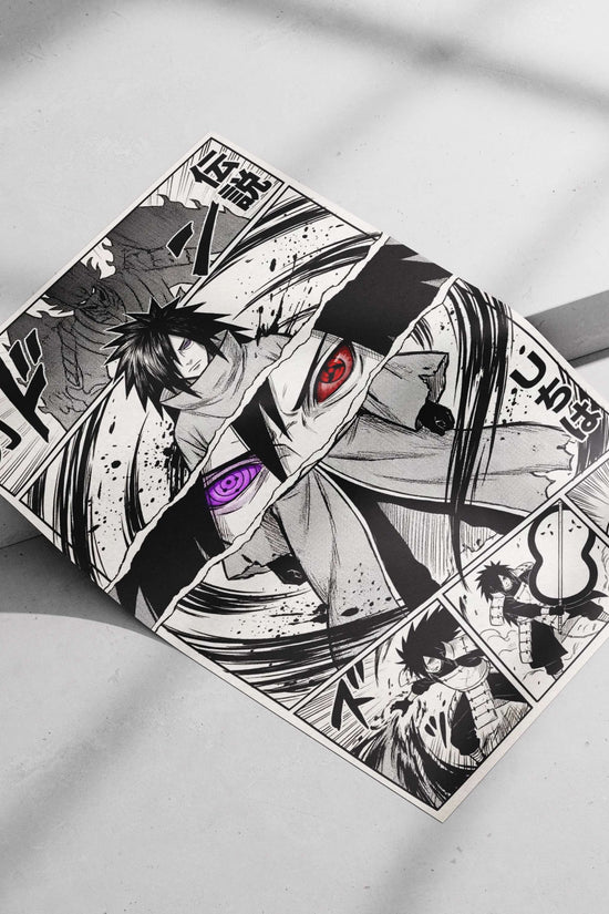 Itachi Uchiha Six Paths Sage Mode High-Contrast B&W Manga Poster – Anime Wall Art
