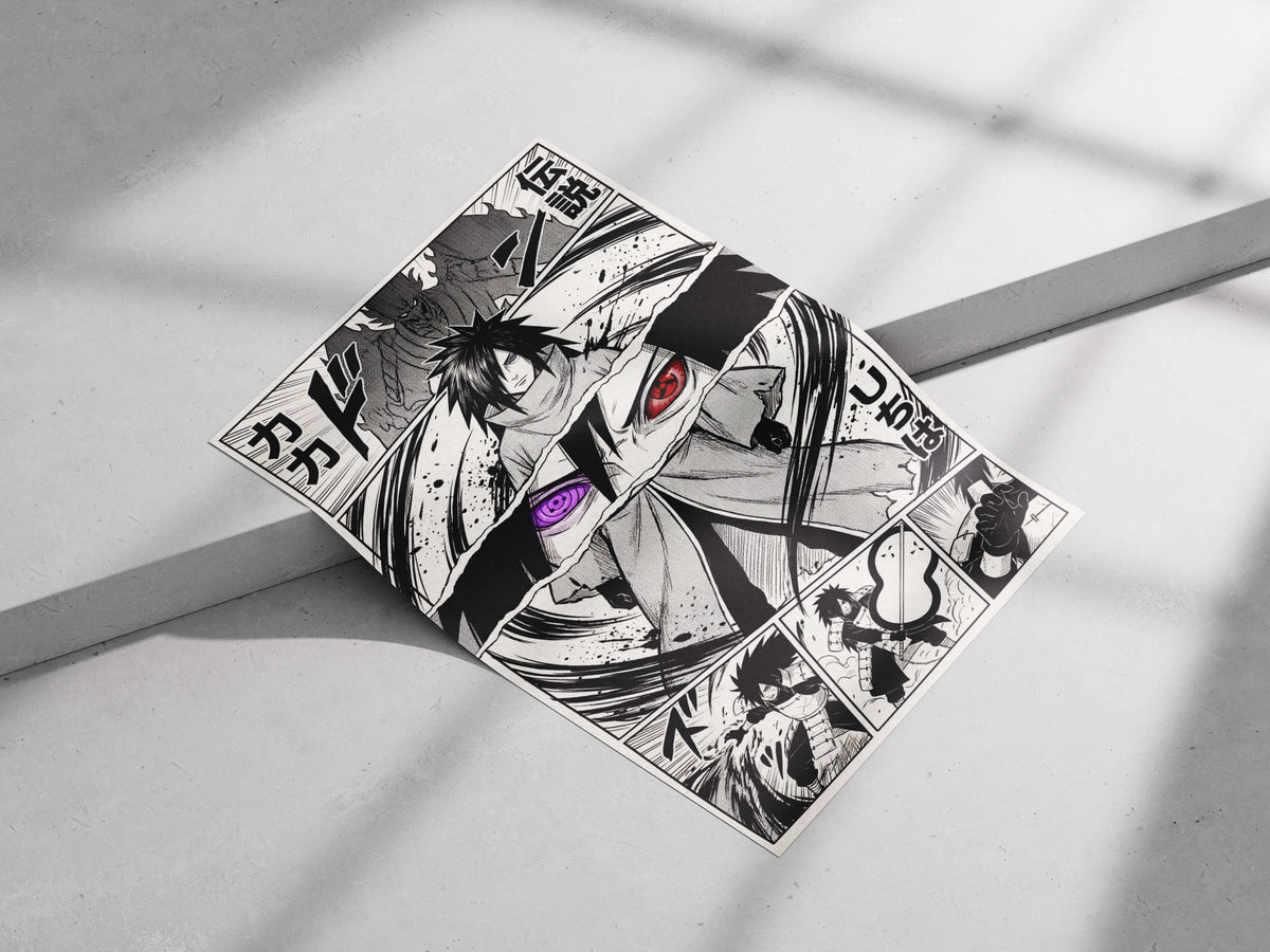 Itachi Uchiha Six Paths Sage Mode High-Contrast B&W Manga Poster – Anime Wall Art