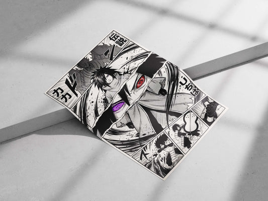 Itachi Uchiha Six Paths Sage Mode High-Contrast B&W Manga Poster – Anime Wall Art