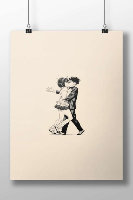 Two anime-style characters embracing and kissing Naruto & Hinata - Love Blossoms Poster