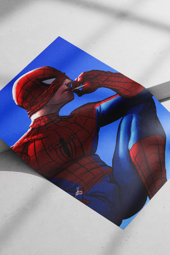 Spider-Man (Peter Parker) Spider-Man Contemplative Smoke Skyline Comic Book Art Poster – Urban Marvel Decor