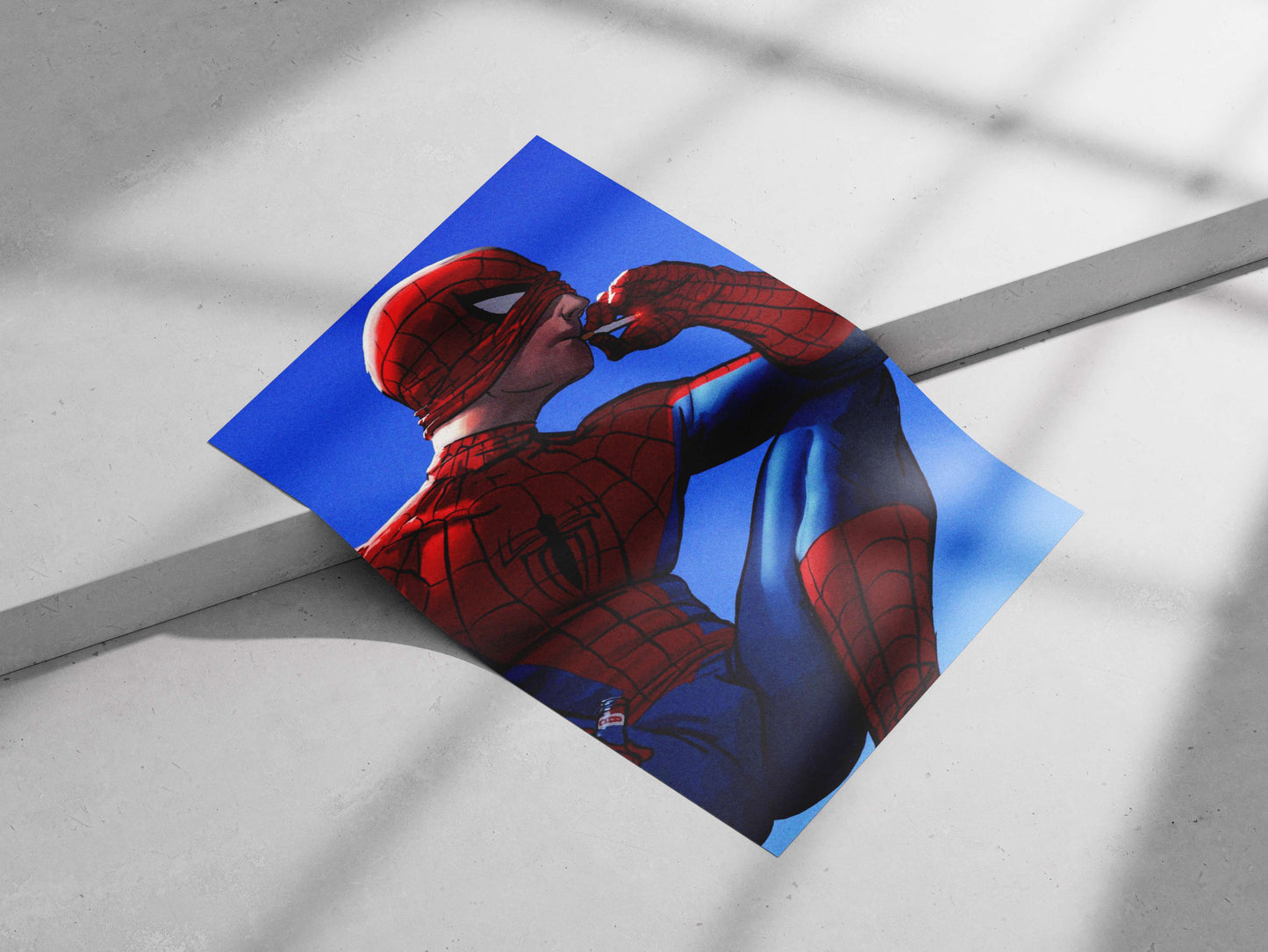 Spider-Man (Peter Parker) Spider-Man Contemplative Smoke Skyline Comic Book Art Poster – Urban Marvel Decor