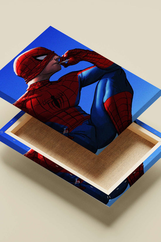 Spider-Man (Peter Parker) Spider-Man Contemplative Smoke Skyline Comic Book Art Poster – Urban Marvel Decor