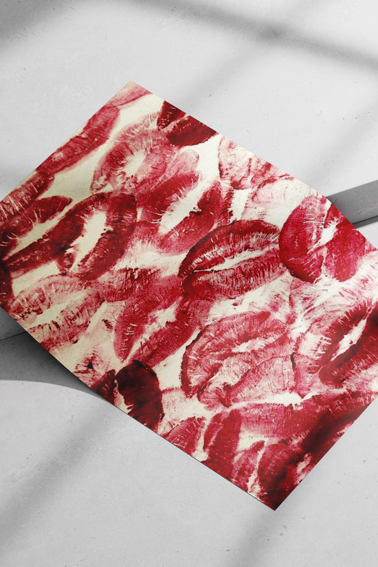 Red Lip Prints Pattern Red Lip Prints Abstract Watercolor Poster – Romantic Art Wall Print