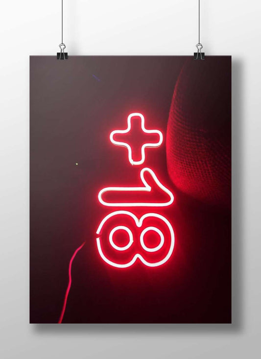 "8" emoji neon sign (Unicode symbol) 8 Emoji Neon Pop Art Minimalist Poster – Motivational