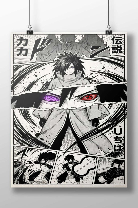 Itachi Uchiha Six Paths Sage Mode High-Contrast B&W Manga Poster – Anime Wall Art