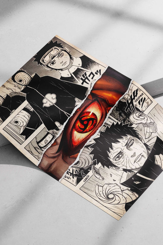 Naruto Uzumaki, Madara Uzumaki Naruto Uzumaki And Madara Uzumaki'S Rinnegan Transformation Vintage Manga Collage Poster