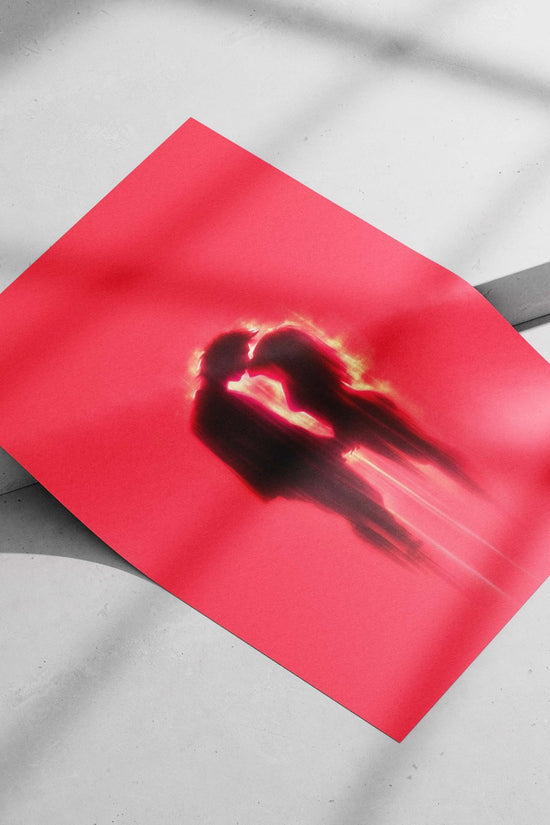 A silhouetted kissing couple Main Subject: A silhouetted kissing couple Matte poster print — Art wall art India | PosterBoizz