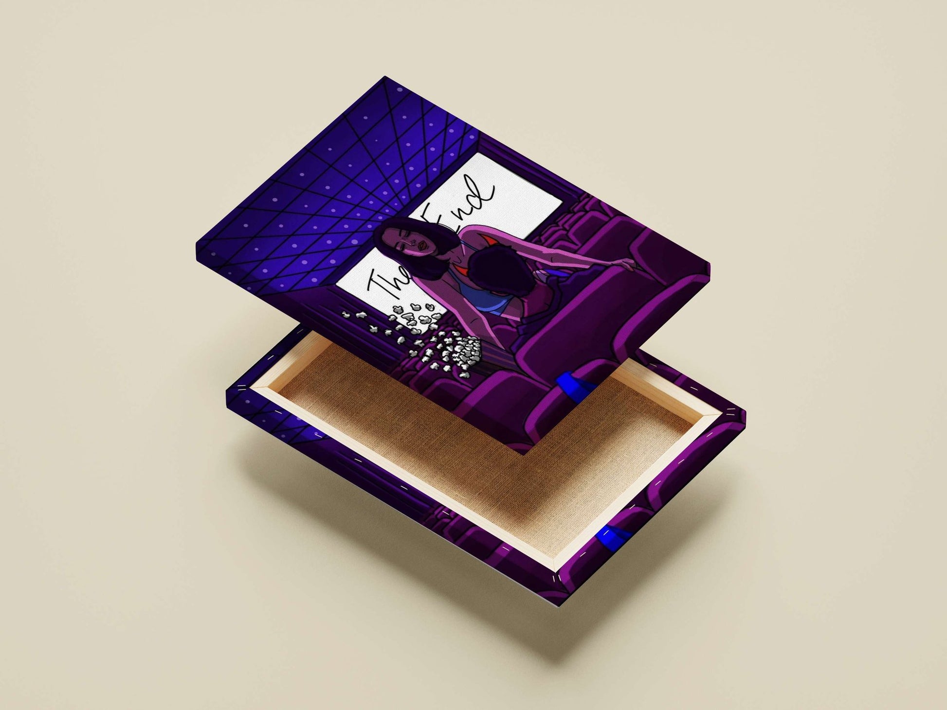 two people in a movie theater Main Subject: two people in a movie theater Canvas wall art — Bollywood wall art India |