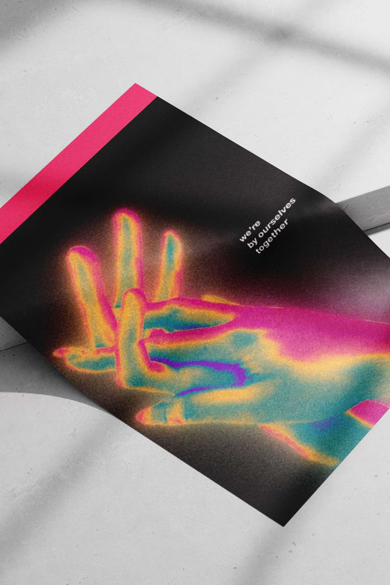 Hand (neon glitch effect) Hand Neon Glitch Art Romantic Poster – Vibrant Abstract Print