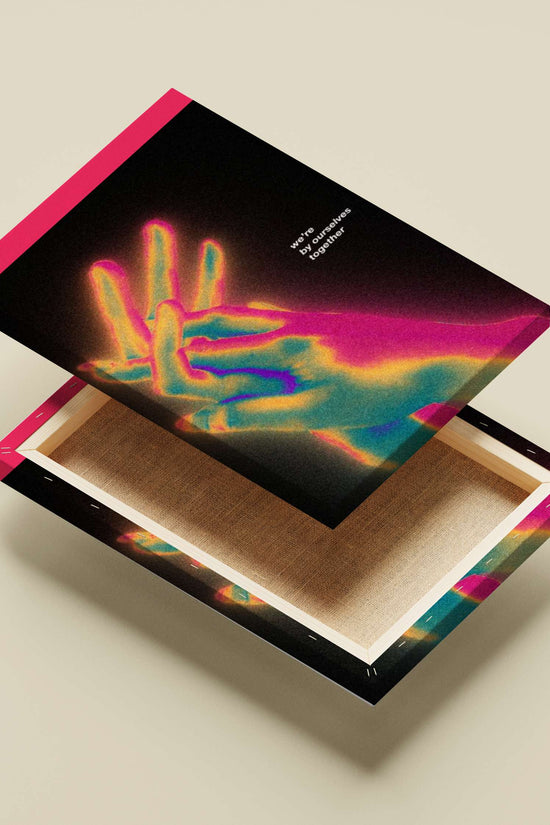 Hand (neon glitch effect) Hand Neon Glitch Art Romantic Poster – Vibrant Abstract Print