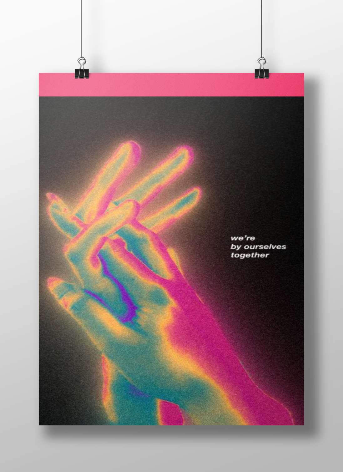 Hand (neon glitch effect) Hand Neon Glitch Art Romantic Poster – Vibrant Abstract Print