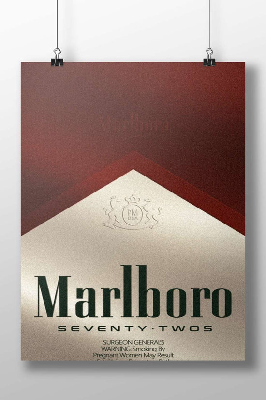 Marlboro Seventy-Twos cigarette pack Marlboro Seventy-Twos Vintage Cigarette Packaging Poster – Retro Tobacco Art