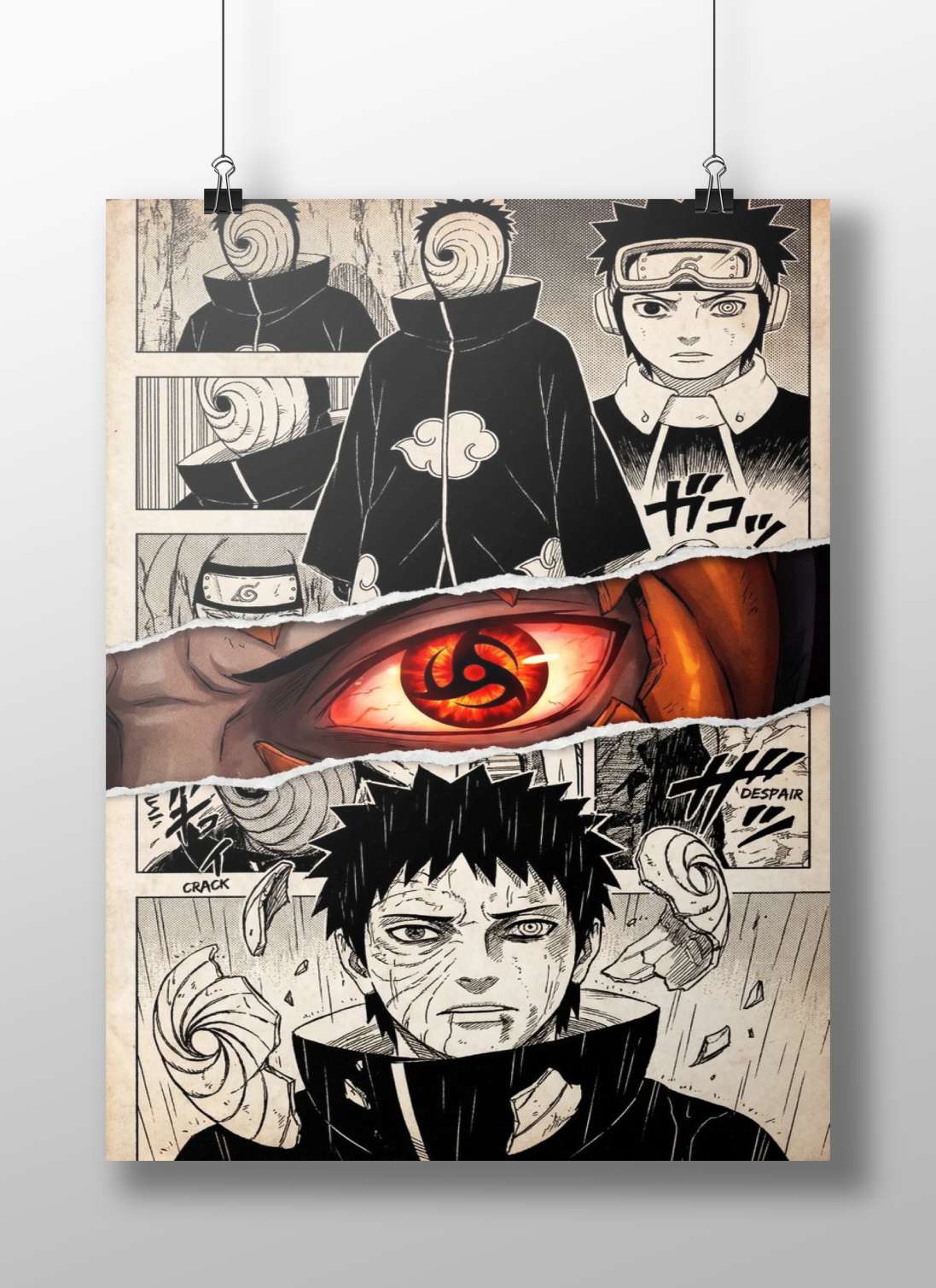 Naruto Uzumaki, Madara Uzumaki Naruto Uzumaki And Madara Uzumaki'S Rinnegan Transformation Vintage Manga Collage Poster