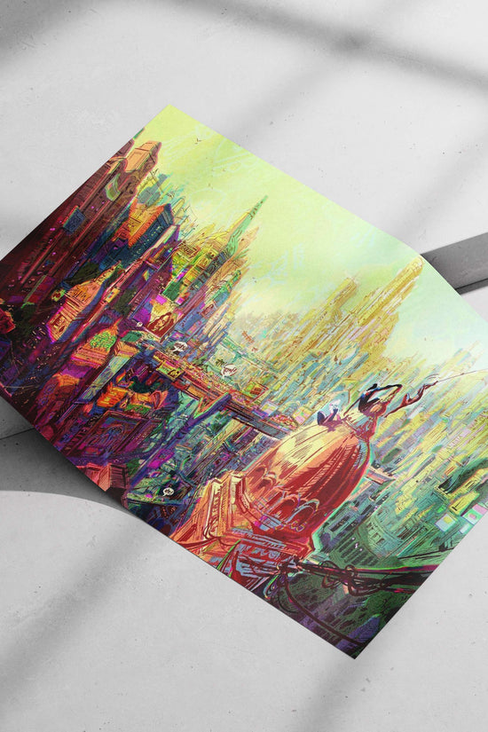 Spider-Man Cyberpunk Neon Bollywood Flair Poster – Vibrant Urban Hero Wall Art