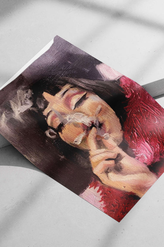 Woman smoking a cigarette with a red feather boa Marilyn Monroe Red Feather Boa Seductive