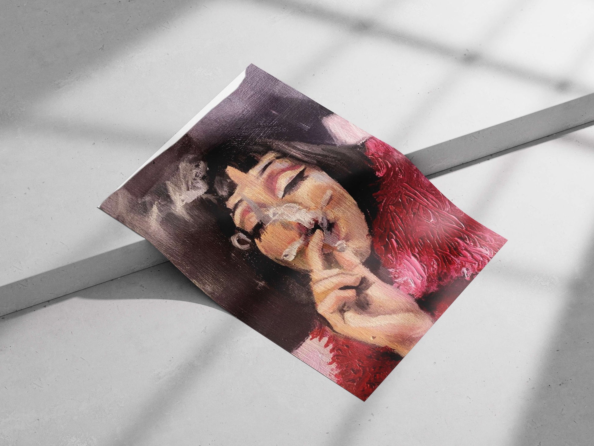 Woman smoking a cigarette with a red feather boa Marilyn Monroe Red Feather Boa Seductive