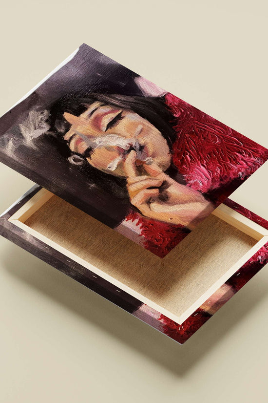 Woman smoking a cigarette with a red feather boa Marilyn Monroe Red Feather Boa Seductive