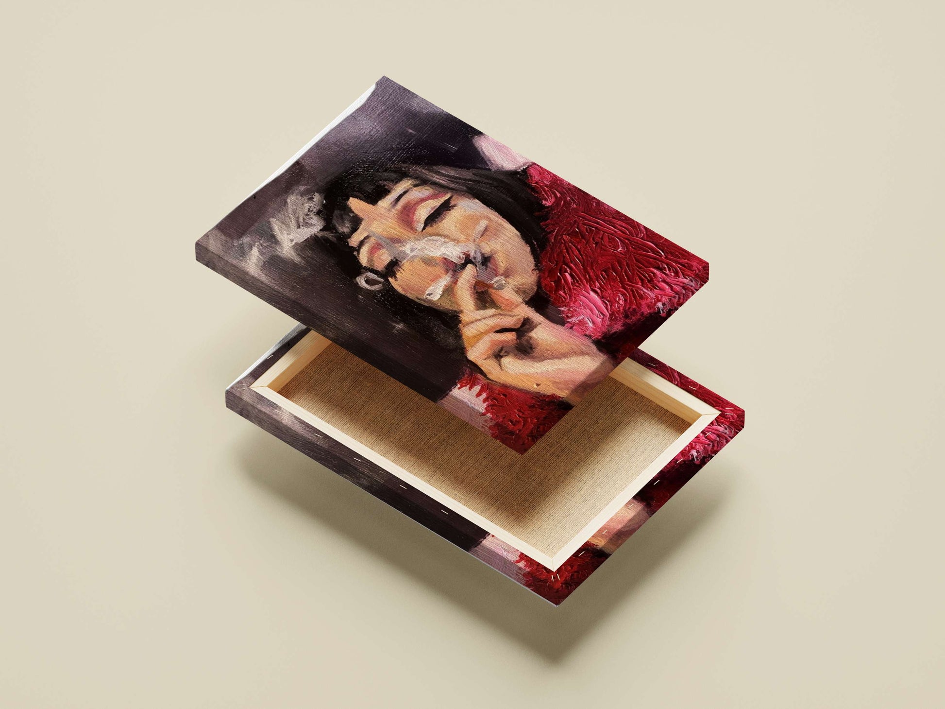 Woman smoking a cigarette with a red feather boa Marilyn Monroe Red Feather Boa Seductive