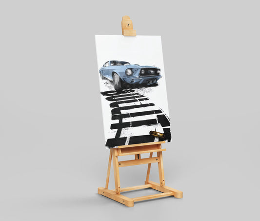 Bullitt Mustang Poster – Classic Blue Ford Fastback Muscle Car Art Print
