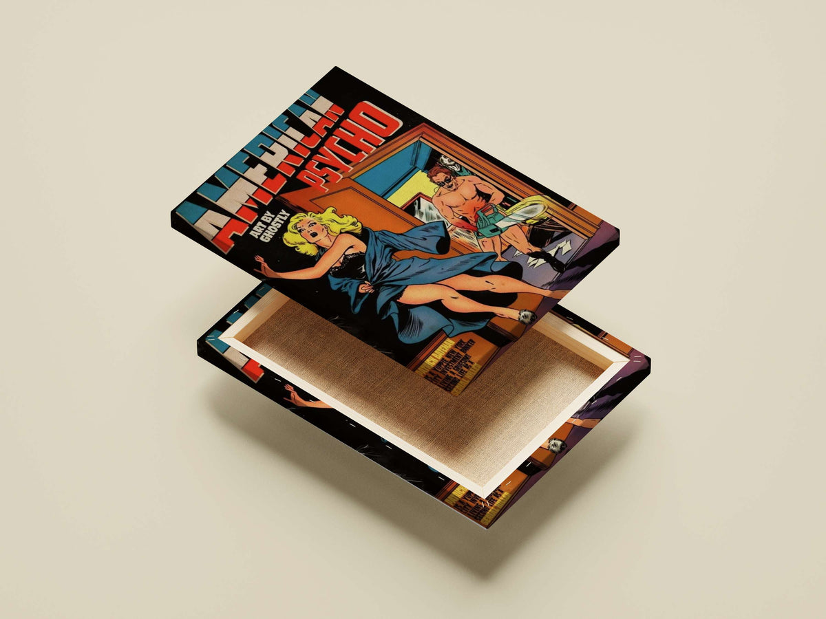 Patrick Bateman American Psycho Fleeing Woman Chainsaw Horror Vintage Comic Book Poster – Serial Killer
